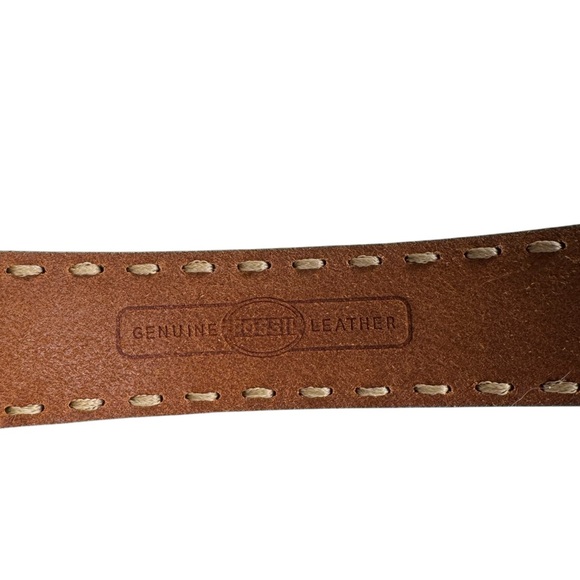 Fossil Genuine Leather Solid Enamel Logo Green Belt, Size S - Picture 6 of 7
